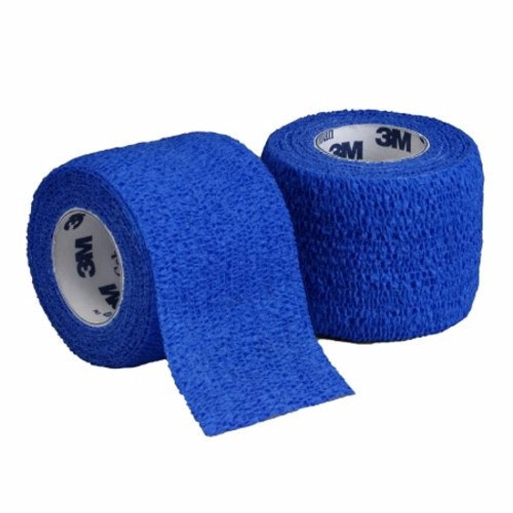 Bandagem coesiva 3M Coban 3 polegadas X 5 jardas Compressão padrão Fecho autoaderente Azul Azul não estéril 1 cada por 3M (pacote com 2)