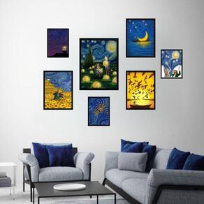 Kit 7 Quadros Decorativos Van Gogh - Com Vidro