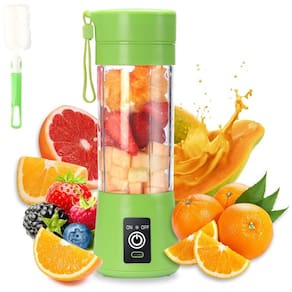 Mini Liquidificador Pessoal Portátil 380mL Recarregável USB com 6 Lâminas, 110V, DoubleCare, Verde