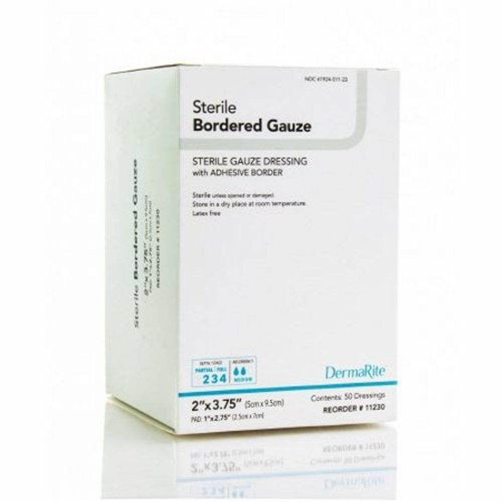 Adesivo curativo dermarite 2 X 3-1/4 polegada gauze square branco estéril 50 conde por DermaRite