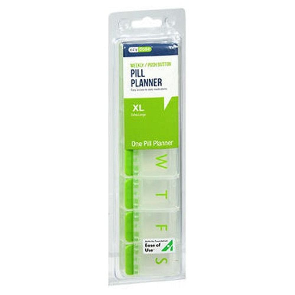 Lembrete de pí de 7 dias Ezy Dose com capas pop-up de botão extra grande 1 cada da Ezy Dose (pacote com 4)