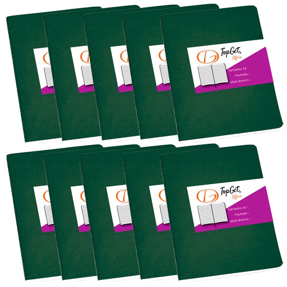 Kit 10x Caderneta 14x21cm A5 40 Folhas Pautadas Tupi TopGet