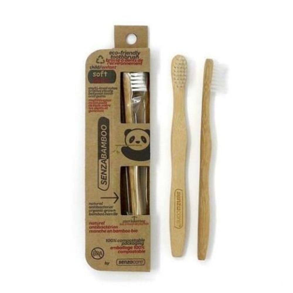 Escova de dentes de bambu macia infantil 1 unidade da Senzacare (pacote com 4)