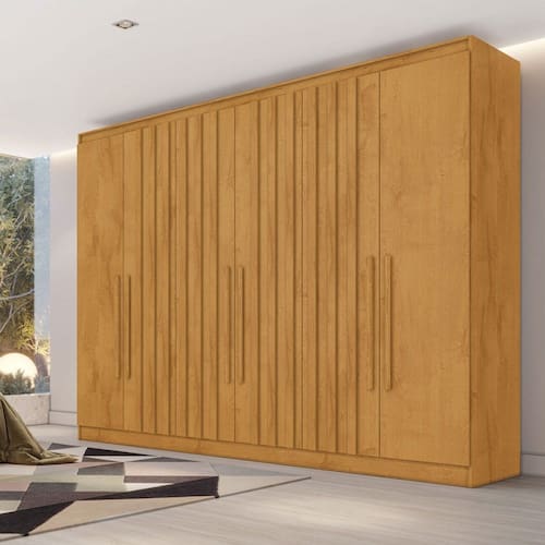 imagem-Guarda-Roupa Oxford 6 Portas 6 Gavetas com Ripado 100% Mdf Peroba - Mademarques - Marrom