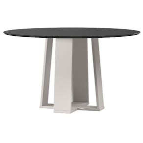 Mesa de Jantar Isabela 135x135 cm com Vidro Off White Preto – New Ceval