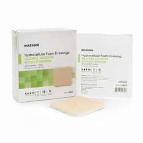 Curativo de espuma de silicone McKesson 4 X 4 Polegadas Quadrada Gel Adesivo sem Borda Estéril Bronze 1 Cada por McKesson