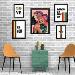 Composição 5 Quadros Lgbt - Lésbicas - Com Vidro