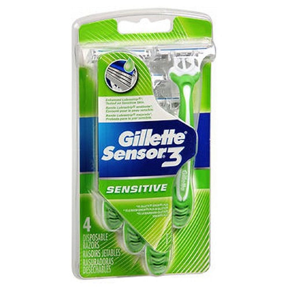 Gillette Sensor 3 lâminas de barbear descartáveis para homens 4 cada da Gillette (pacote com 2)