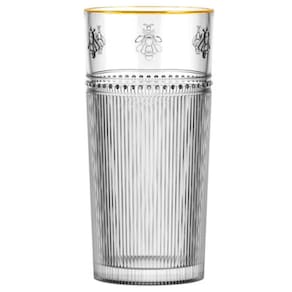 Jogo De Copos 6 Peça Cenelado Alto Borda Dourada Osmia 350Ml