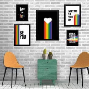 Kit Composição 5 Quadros Decorativos Lgbt