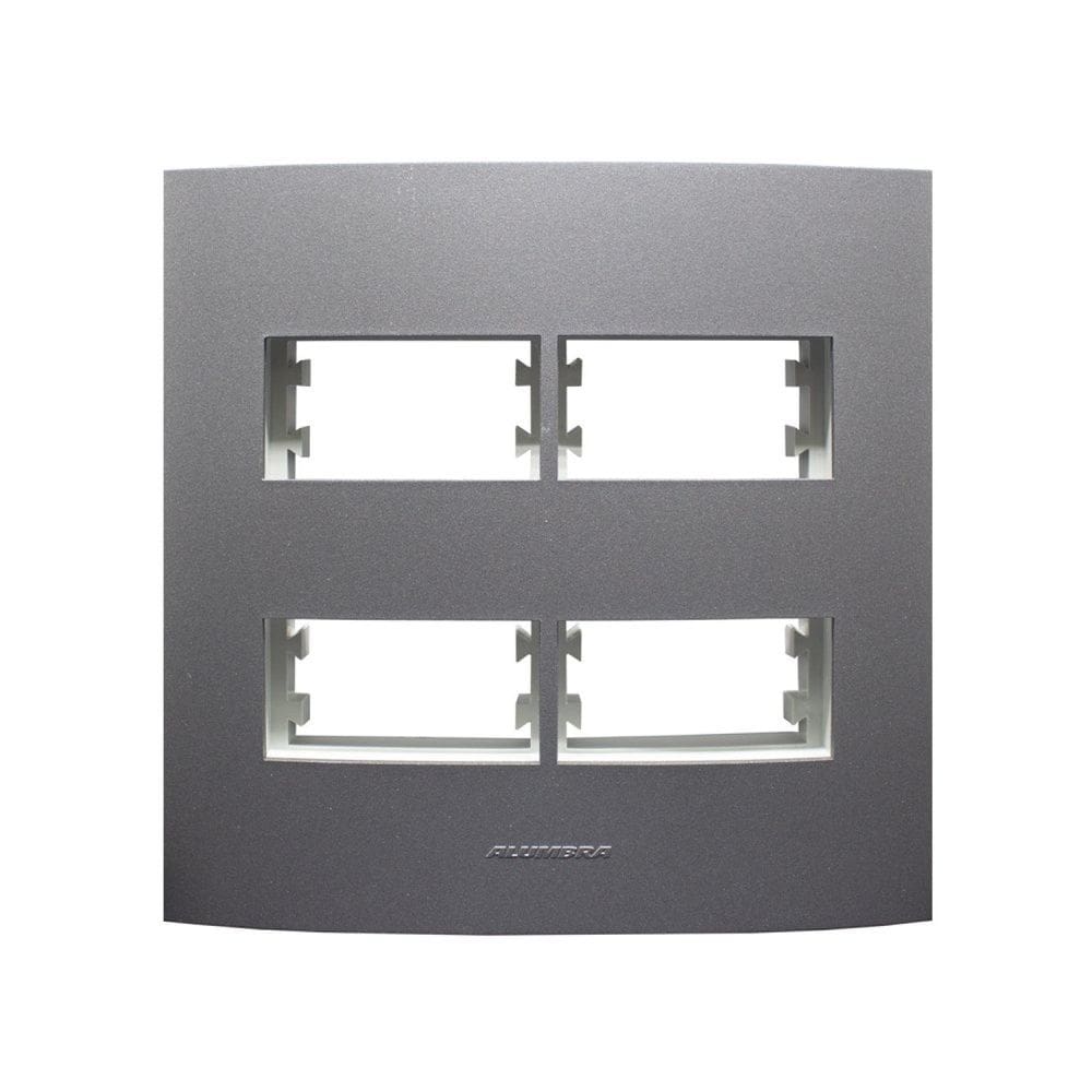 Placa 4X4 com Suporte Para 4 Módulos Distanciados Inova Pro Class Alumbra Grafite