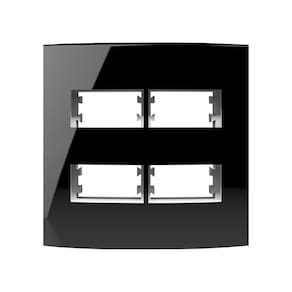 Placa 4X4 com Suporte Para 4 Módulos Distanciados Inova Pro Class Alumbra Black Piano