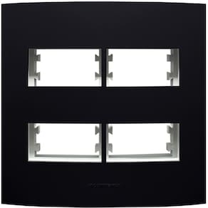 Placa 4X4 com Suporte Para 4 Módulos Distanciados Inova Pro Class Alumbra Preto Ébano