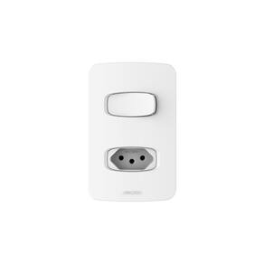 Conjunto 1 Interruptor Simples + 1 Tomada 10A 250V~ 4x2 Gracia Alumbra