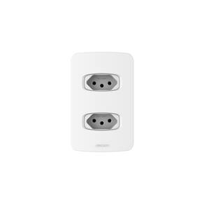Conjunto 2 Tomadas 2 Pólos com Placa 4x2 Gracia Alumbra