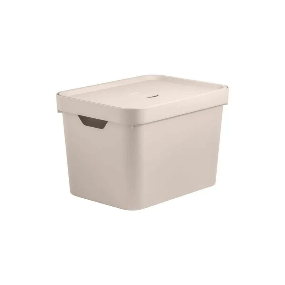 Caixa Organizadora Cube M 18 L Com Tampa Bege - Ou