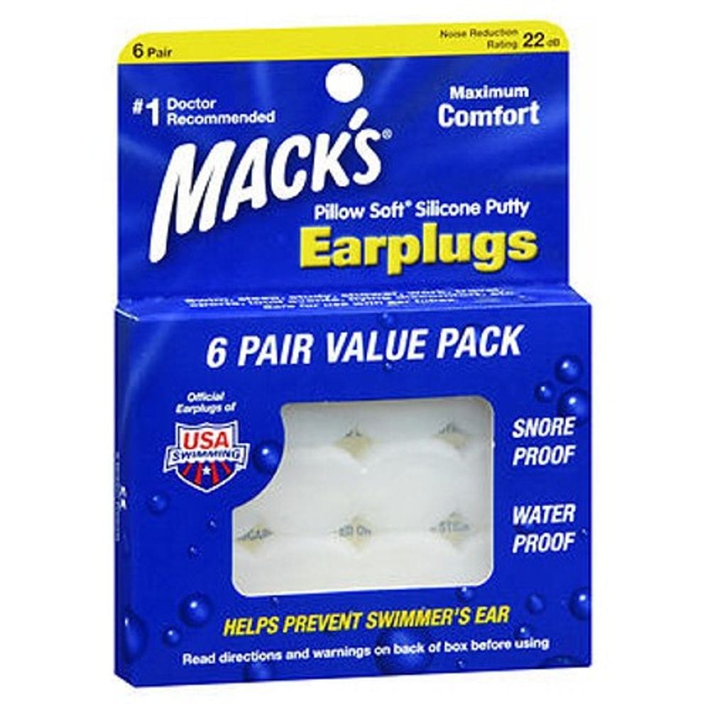 Proteção auricular de silicone moldável Mack`s 6 pares (Pacote com 4)