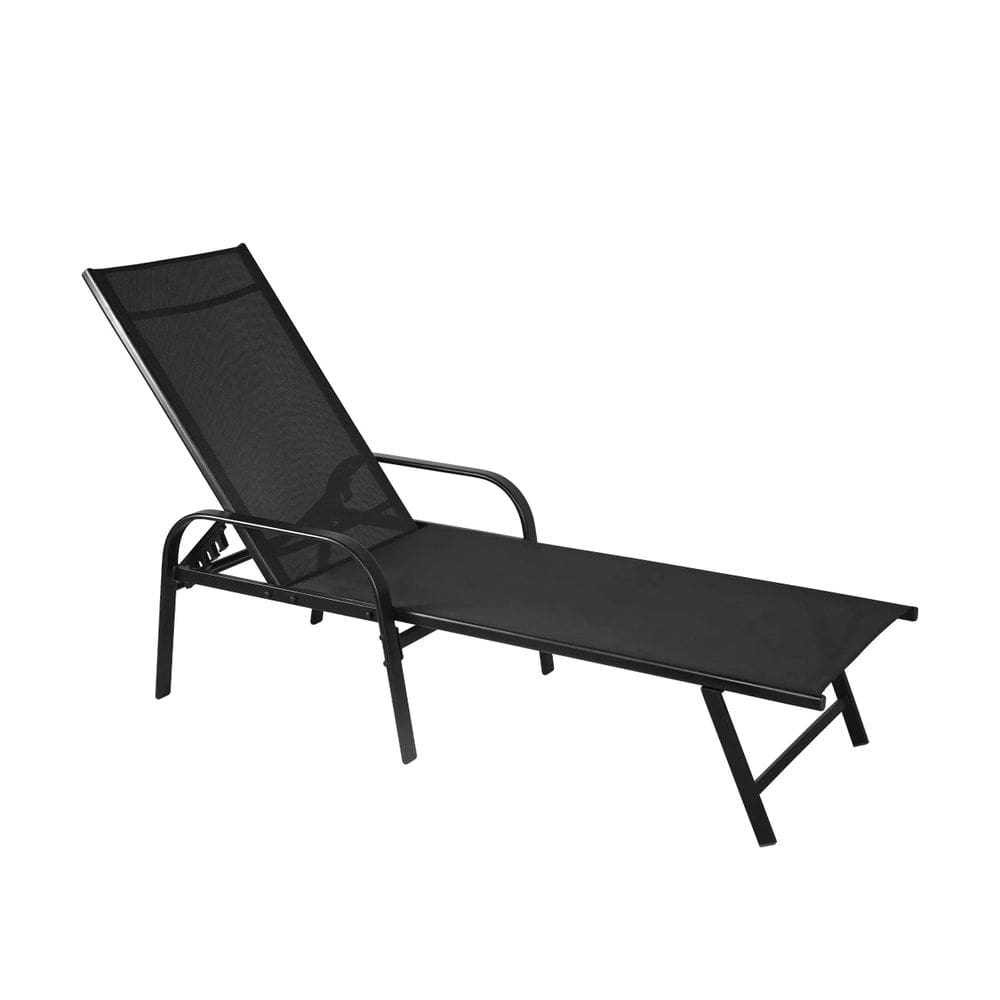 Espreguiçadeira Premium Piscina Preta Em Tela Sling Rm Decor