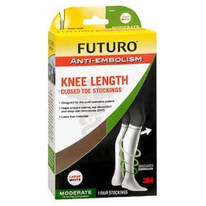 Meias Futuro anti-embolia na altura do joelho fechadas brancas moderadas grandes cada por 3M (pacote com 4)