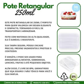 Pote Marmita Fitness Tampa Sem Lacre 250Ml - 24 Unidades.