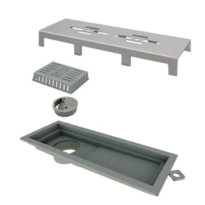 Ralo Linear Inox 25 cm Base PVC Inox Escovado Vazado Tiny