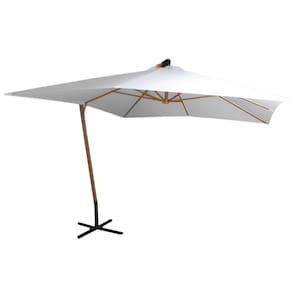 Ombrelone Lateral Suspenso Estrutura Madeira 3m Gigante Manivela Jardim Importway Iwoblm-300