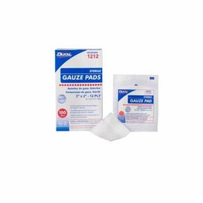 Gaze Sponge Dukal Cotton 12-Ply 2 X 2 Polegadas Quadrada Estéril 100 Conde por Dukal
