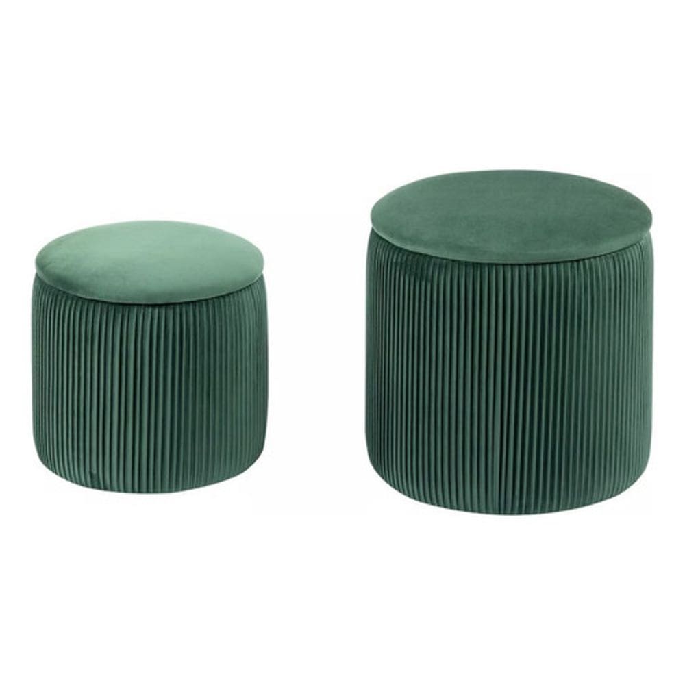 Conjunto 2 Puff Tecido 36x35cm E 44x42cm Até 100kg - Verde