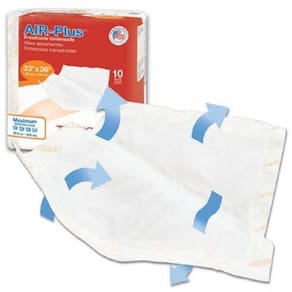 Almofada de baixa perda de ar Tranquility Air-plus 23 x 36 polegadas de polímero descartável de absorção pesada 10 sacos da Principle s Enterprises (p