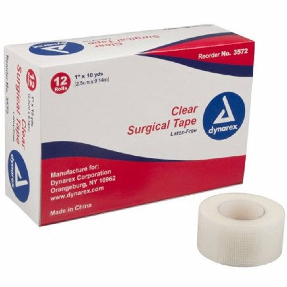 Fita médica Dynarex Porosa 1 Polegada X 10 Jarda Transparente NonSterile 12 Contagem por Dynarex