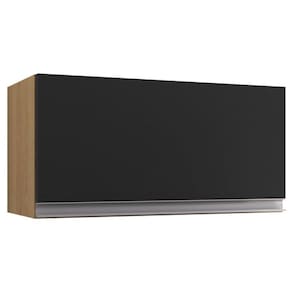 Armário Aéreo para Cozinha Andréia 1 Porta Amendoa Preto – AJL