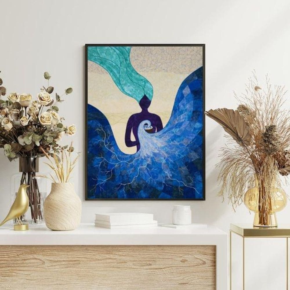 Quadro Decorativo Iemanjá Abstrato 24X18Cm - Com Vidro