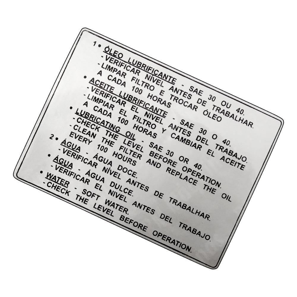 Placa Instrução Lubrificação Yanmar Tc12 Tc14 Tc14s