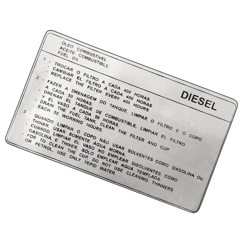 Placa Instrução Óleo Diesel Yanmar Tc12 Tc14 Tc14s