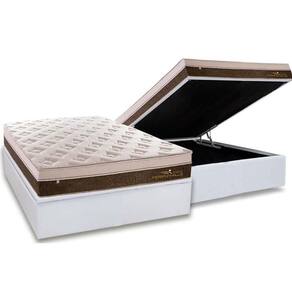 Cama Box Baú Casal: Colchão Molas MasterPocket Ensacadas Plumatex Personalle + Base CRC Courano White(138x188)