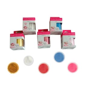 Kit Pó Para Decoração Para Bolo/ Cupcake 5 Cores Mago 8g