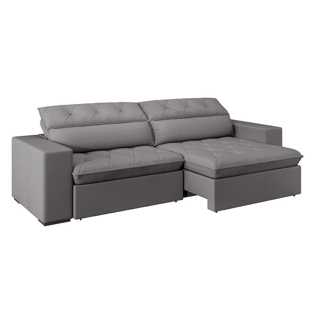 sofá 5 lugares retrátil e reclinável com usb jazz molas suede  290 cm