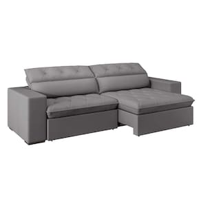sofá 4 lugares retrátil e reclinável com usb jazz molas suede 250 cm