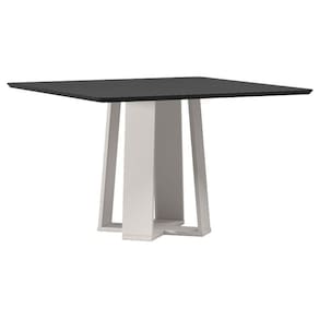 Mesa de Jantar 135x135 cm Valência com Vidro Off White Preto – New Ceval