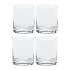 Jogo 4 Copos Baixo De Vidro Liso Água Whisky Drink 310Ml