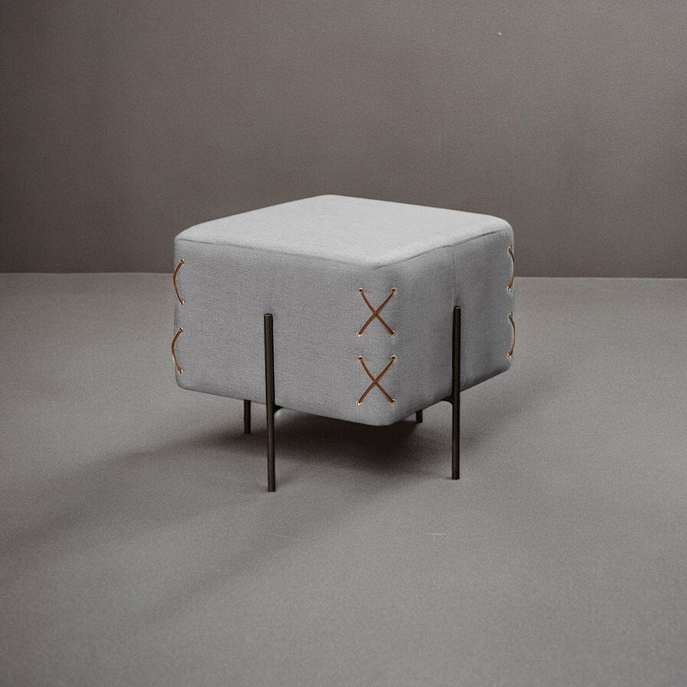 Puff Banqueta 45cm X 45cm Eros Luxo Cinza