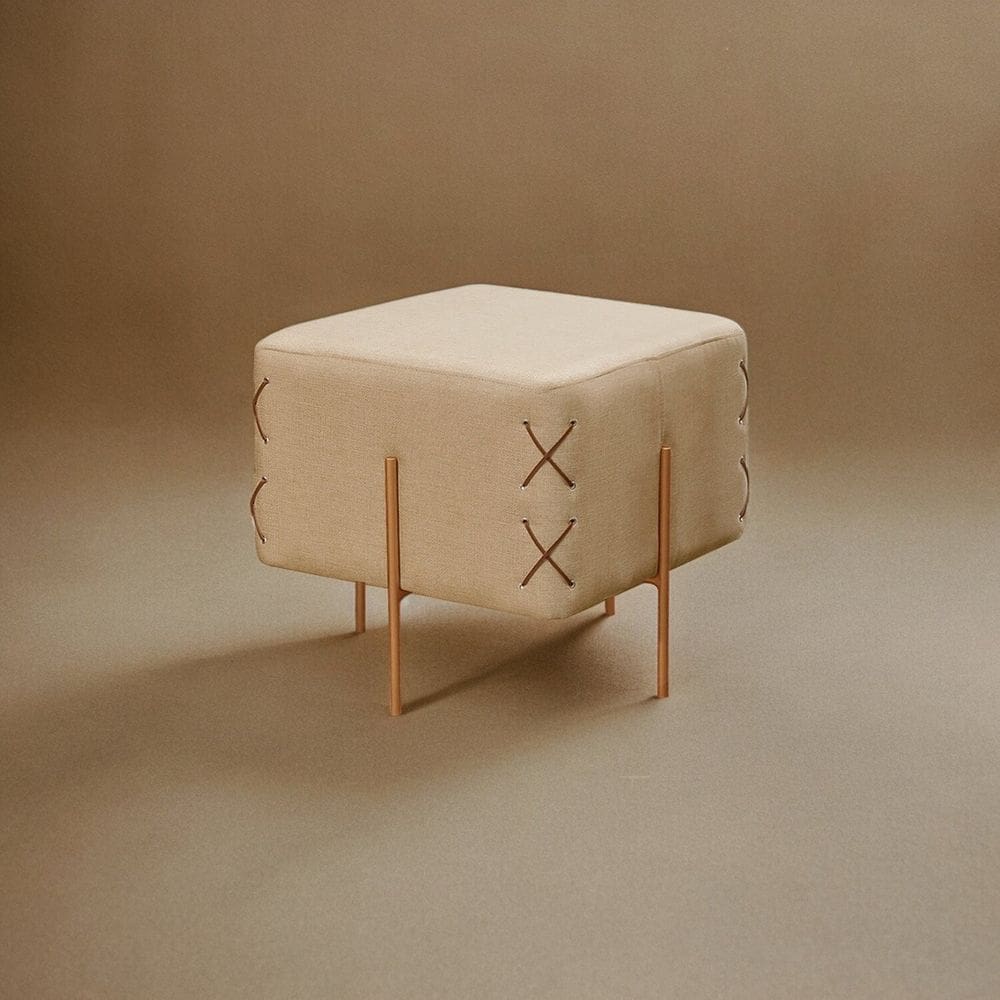 Puff Banqueta 45cm X 45cm Eros Luxo Bege