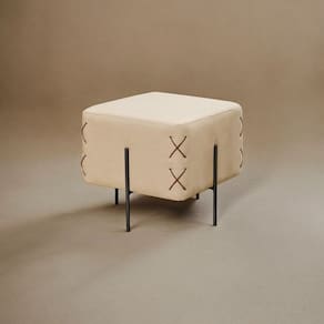 Puff Banqueta 45cm X 45cm Eros Luxo Bege Claro