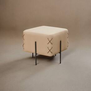 Puff Banqueta 45cm X 45cm Eros Luxo Bege Claro