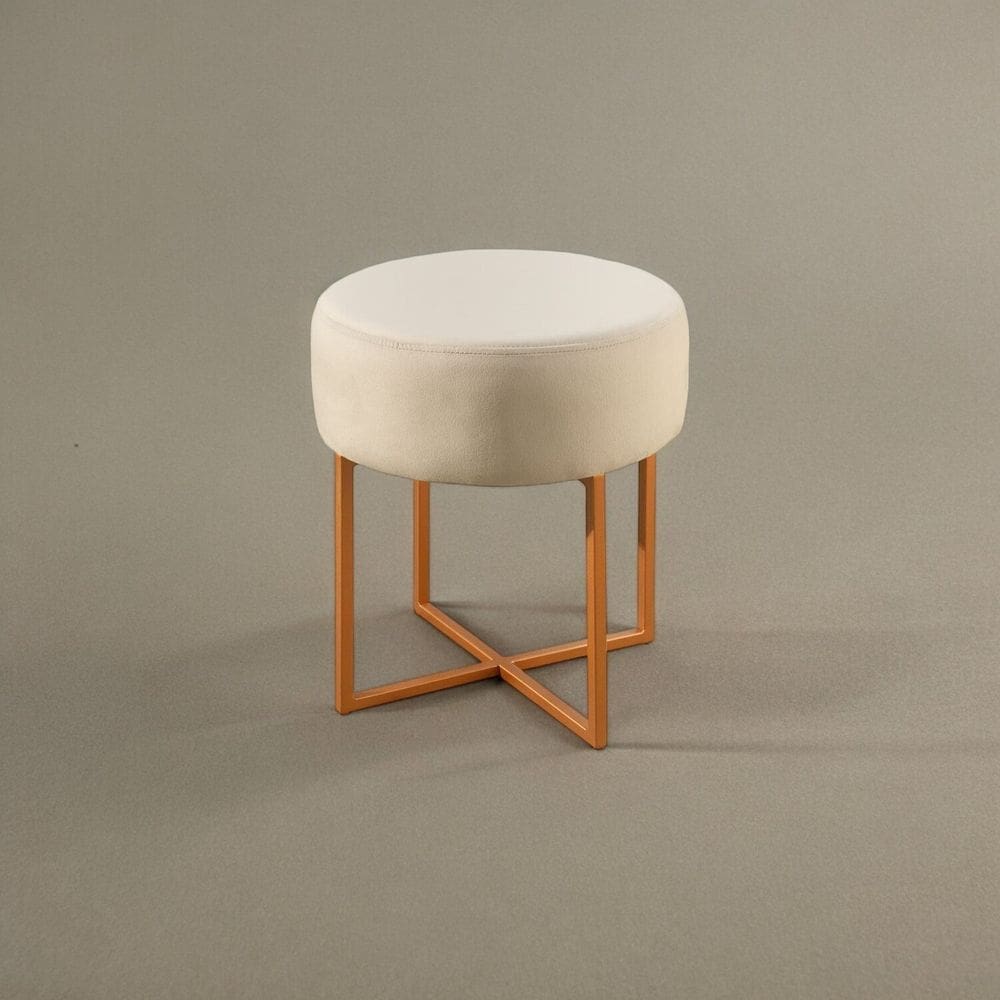 Puff Banqueta Otávio Luxo Bege Claro