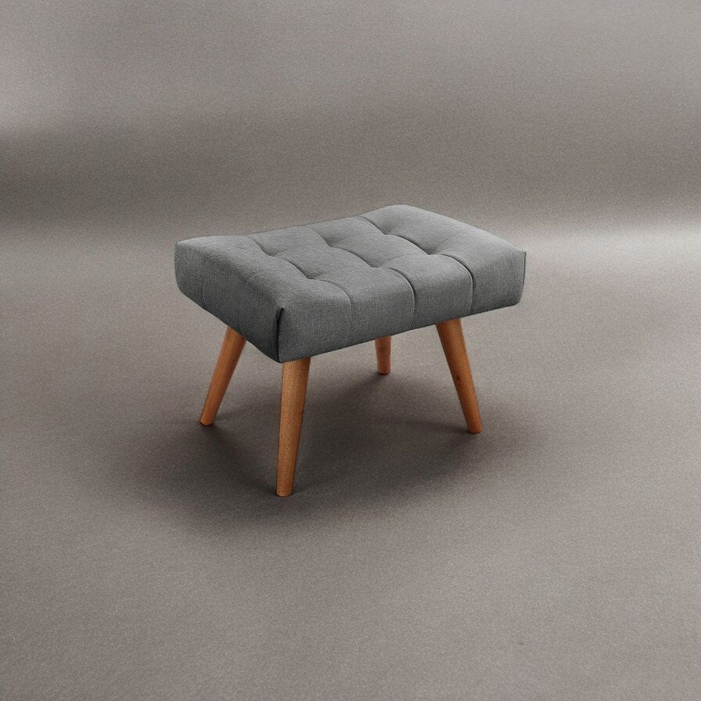 Puff Banqueta em Madeira Maciça Theo Cinza