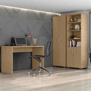 Conjunto Home Office 3 Peças com Escrivaninha Gávea e 2 Armários Espresso Móveis Branco