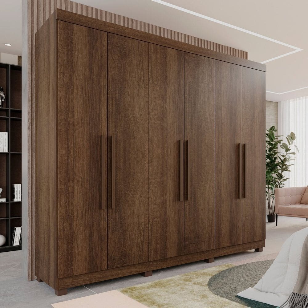 Guarda-Roupa Casal 6 Portas 3 Gavetas Roma Espresso Móveis Imbuia