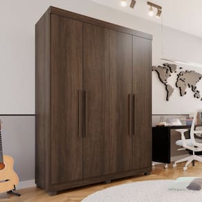 Guarda-Roupa Solteiro 4 Portas 3 Gavetas Roma Espresso Móveis Imbuia