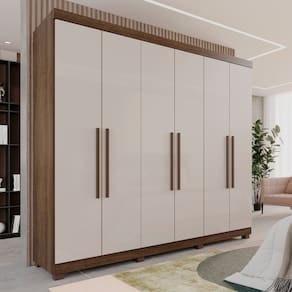 Guarda-Roupa Casal 6 Portas 3 Gavetas Roma Espresso Móveis Imbuia / Off White